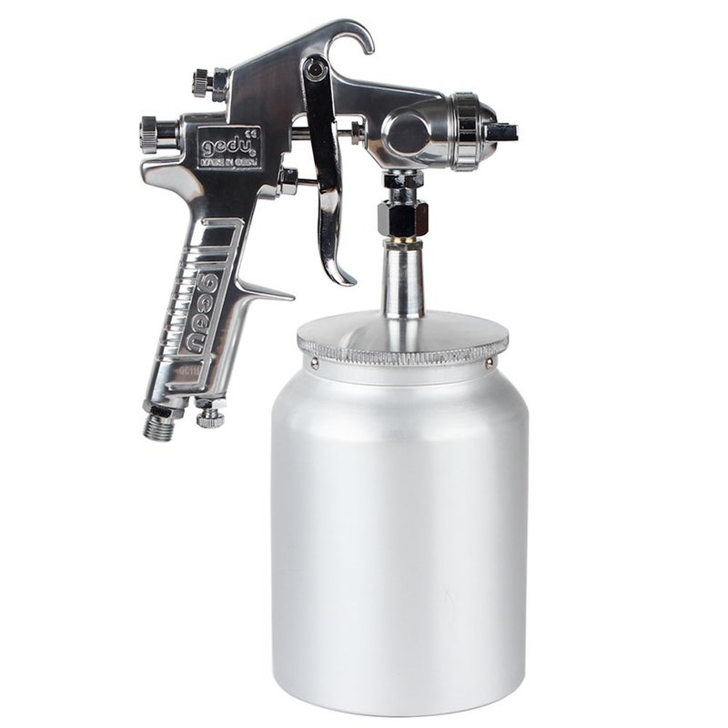 Gedu High Pressure Spray Gun with 1000cc Cup, 3.0mm Nozzle, Sliver - Image 1